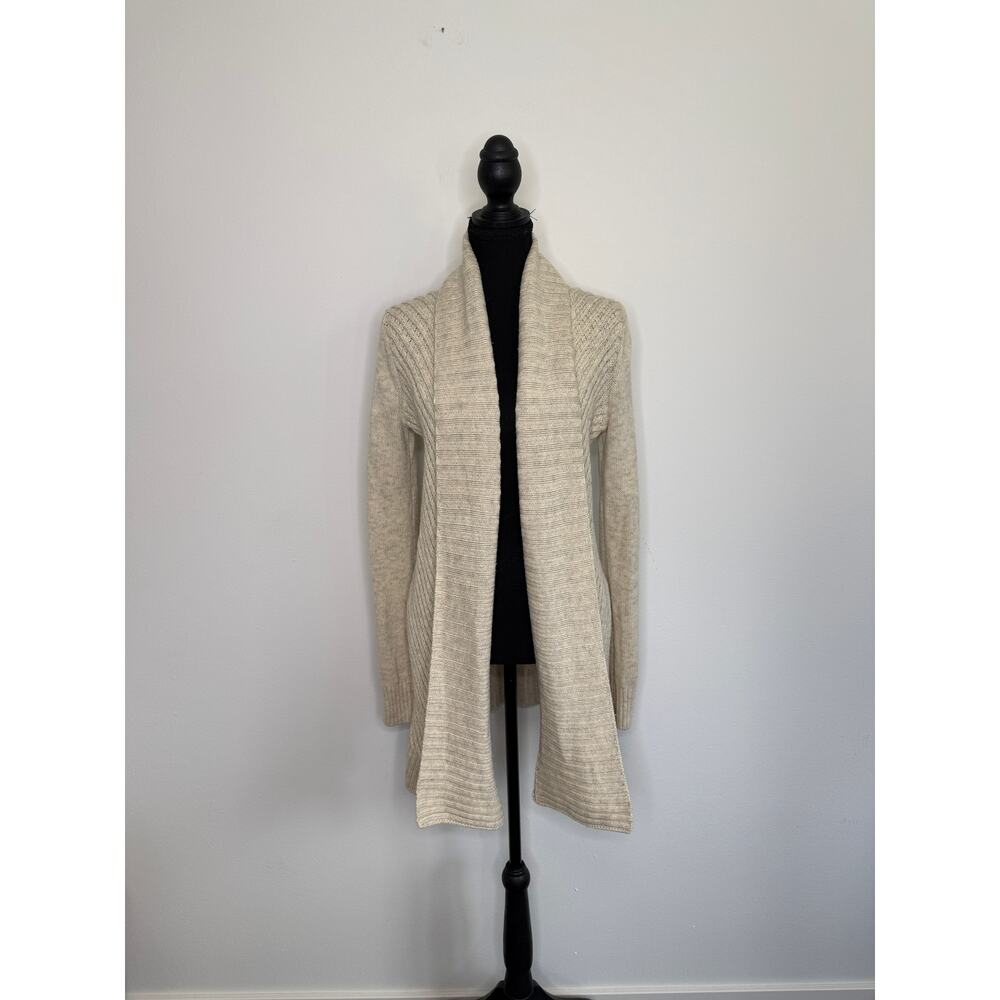 Vince Natural Fiber Open Cardigan Neutral Yak Wool Chunky Knit XS Quiet Luxury